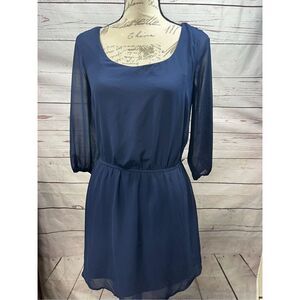 Heart Soul Navy Blue Dress XS Sheer 3/4 Sleeve‎ Special Occasion Party